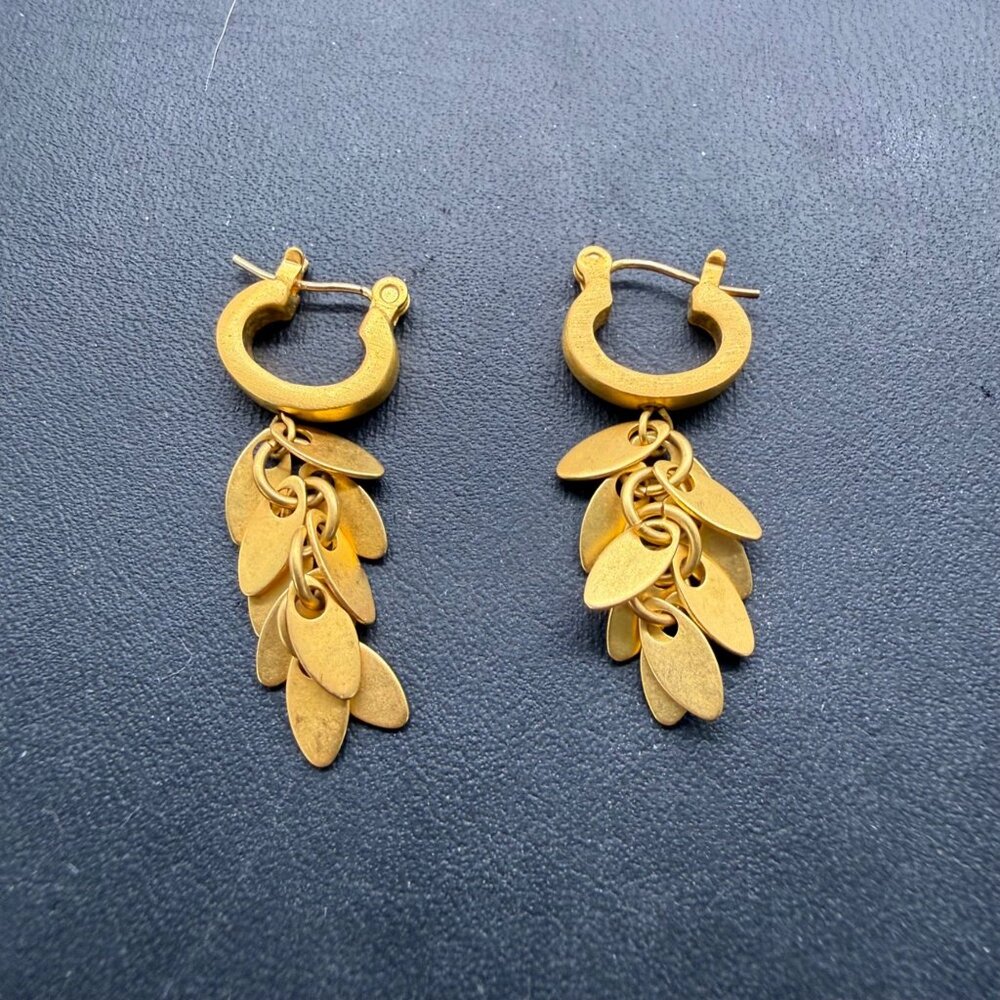 Carolee Gold-Tone Hoop Earrings With Dangling Leaf Charms